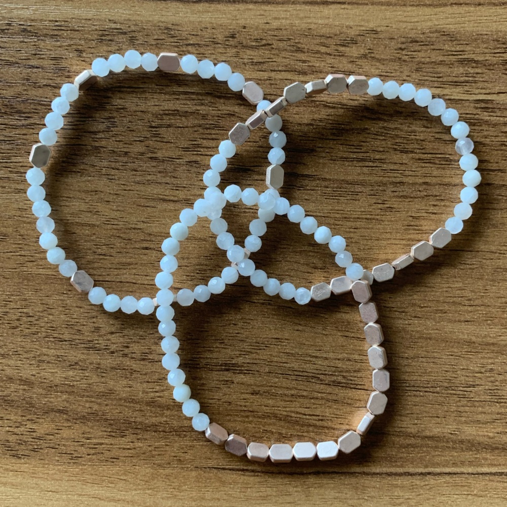 {Handmade} Bracelet Set - White and Rose Gold